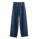 Crossover Asymmetric High-Rise Wide-Leg Jeans