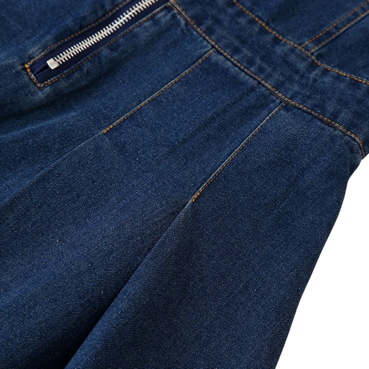 Falda vaquera con bordado de perlas y lavado vintage