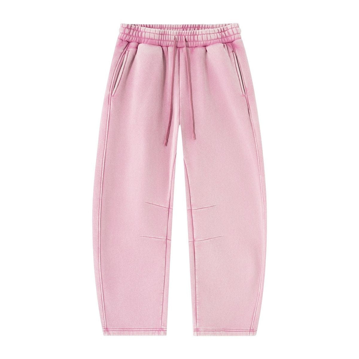 Vintage Washed Fleece‑Lined Elastic Waist Curved Leg Pants