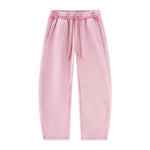 Vintage Washed Fleece‑Lined Elastic Waist Curved Leg Pants