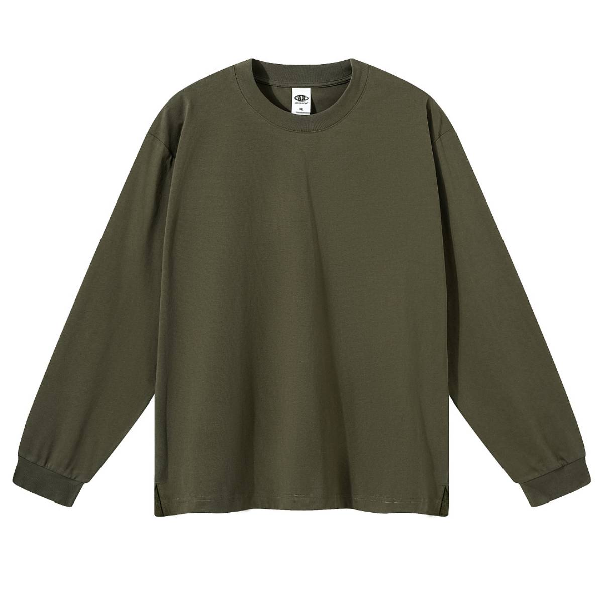 Solid Loose Fit Side Split Hem Long Sleeve T-Shirt