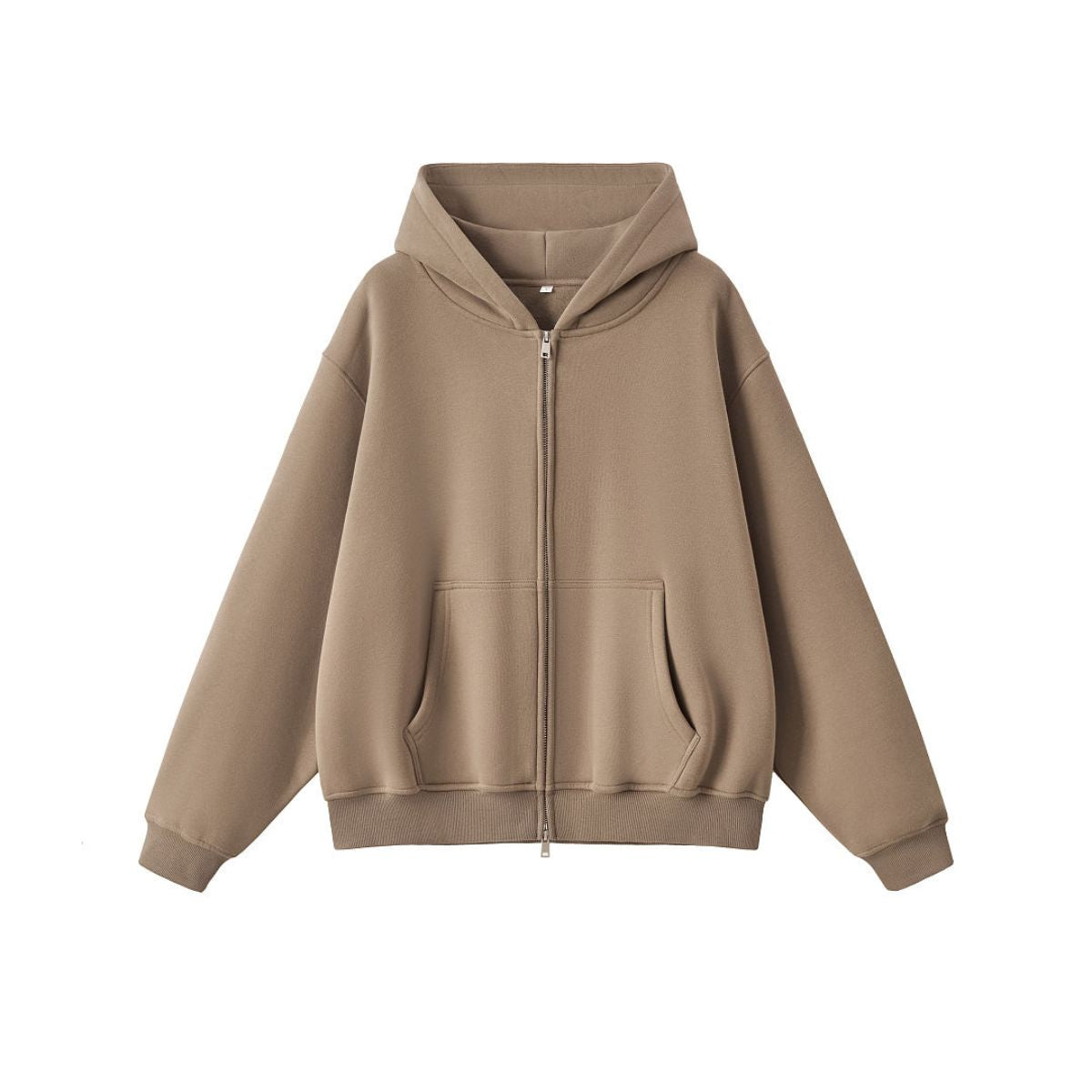 Old‑Money Boxy Fleece‑Lined Zip‑Up Hoodie