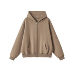Old‑Money Boxy Fleece‑Lined Zip‑Up Hoodie