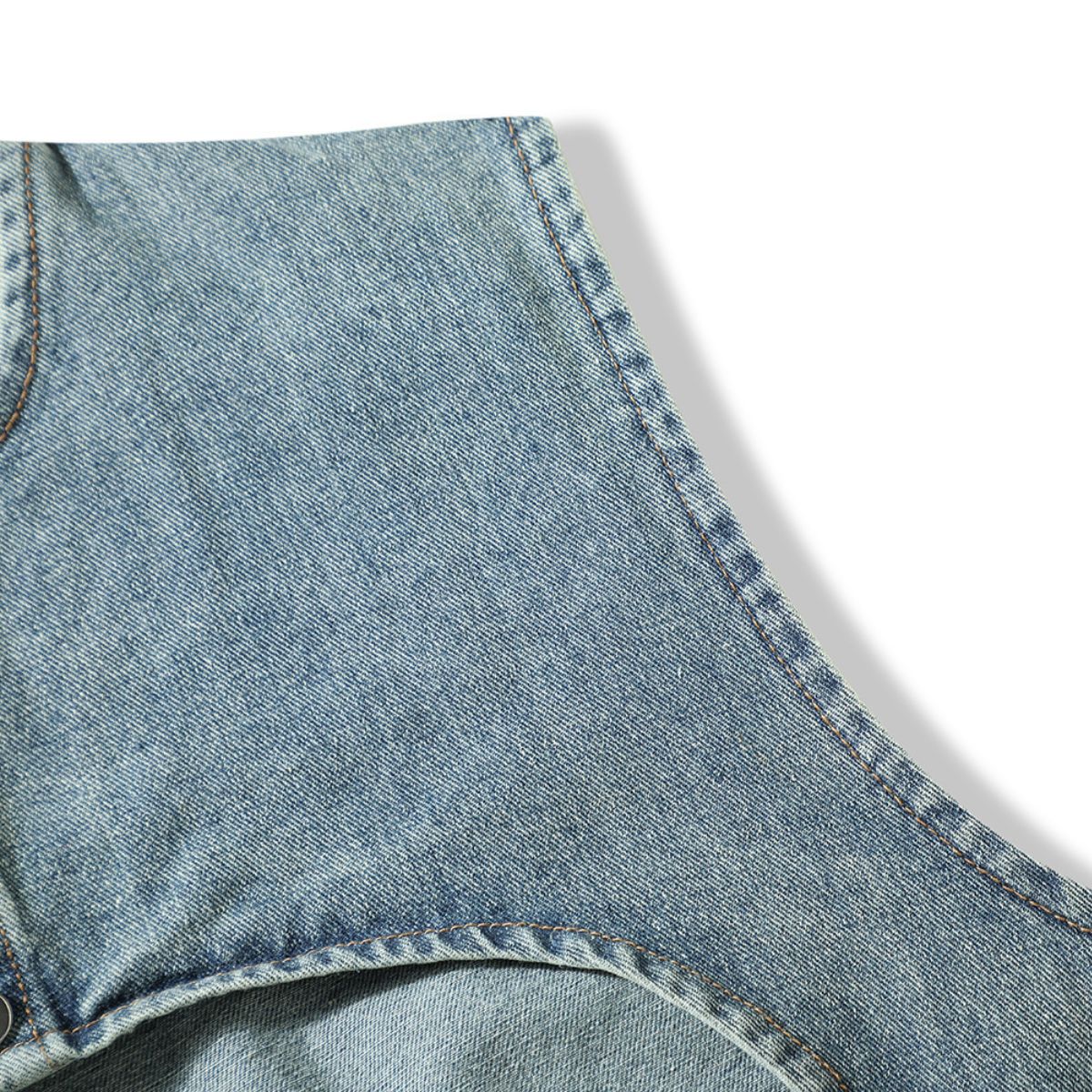 Washed Cut-Out Denim Vest