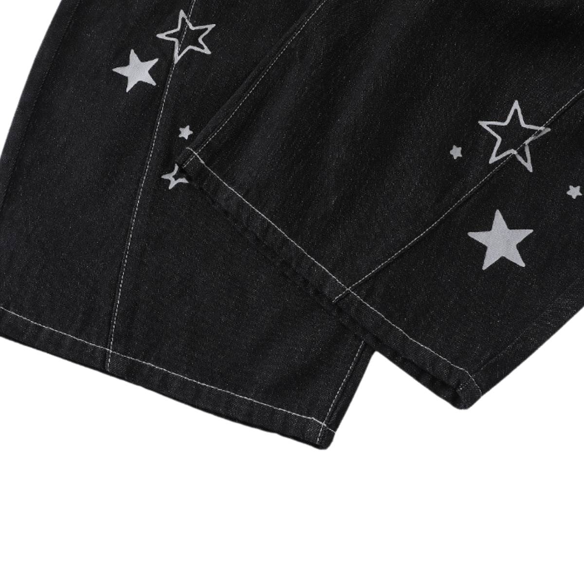 Y2K Star Mesh Layered Spliced Lace Baggy Wide-Leg Jeans