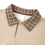 Quiet Luxury Old Money Color‑Contrast Plaid Half‑Zip Polo Sweatshirt
