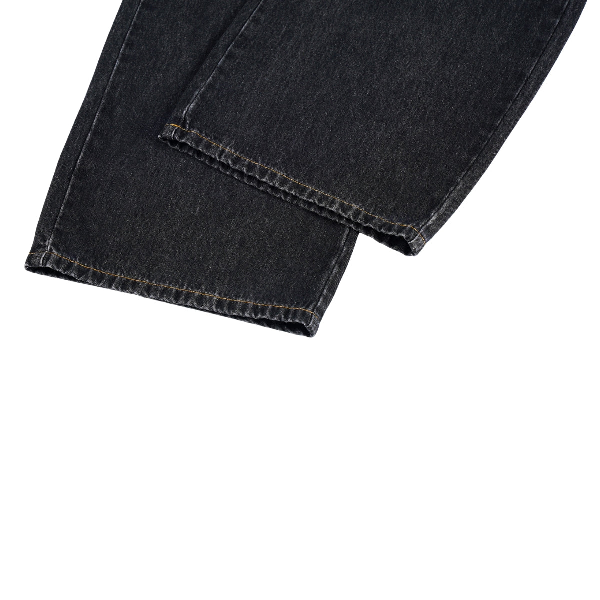 Faded Crackle Wash Baggy Curved Leg Denim Jeans