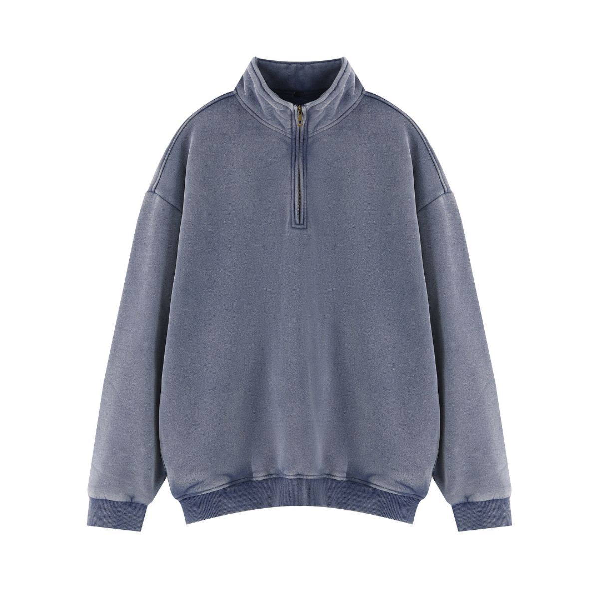Heavyweight Washed Fleece Stand Collar Zip Sweatshirt
