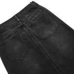 Falda vaquera con bordado de perlas y lavado vintage