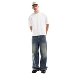 Vintage Gradient Washed Wide Leg Elastic Back Waist Jeans