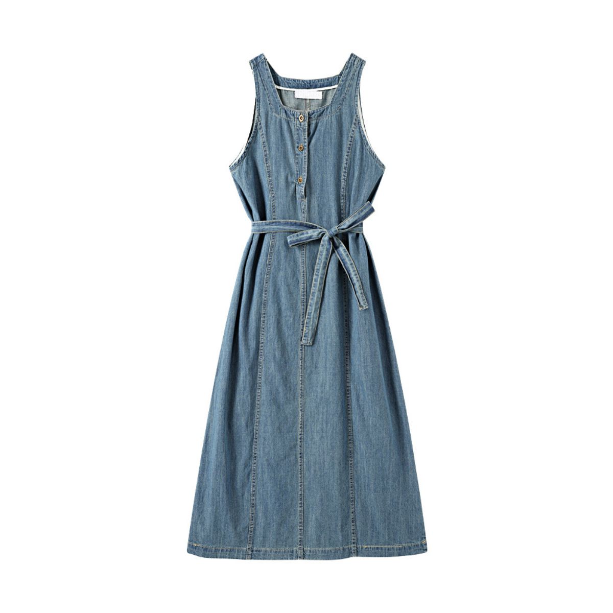 Falda vaquera con bordado de perlas y lavado vintage