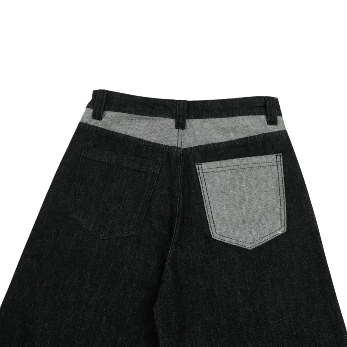 Washed Color‑Block Patchwork Jeans