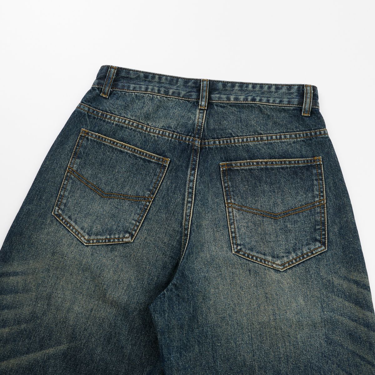 Vintage Washed Relaxed Crinkled Denim Jeans