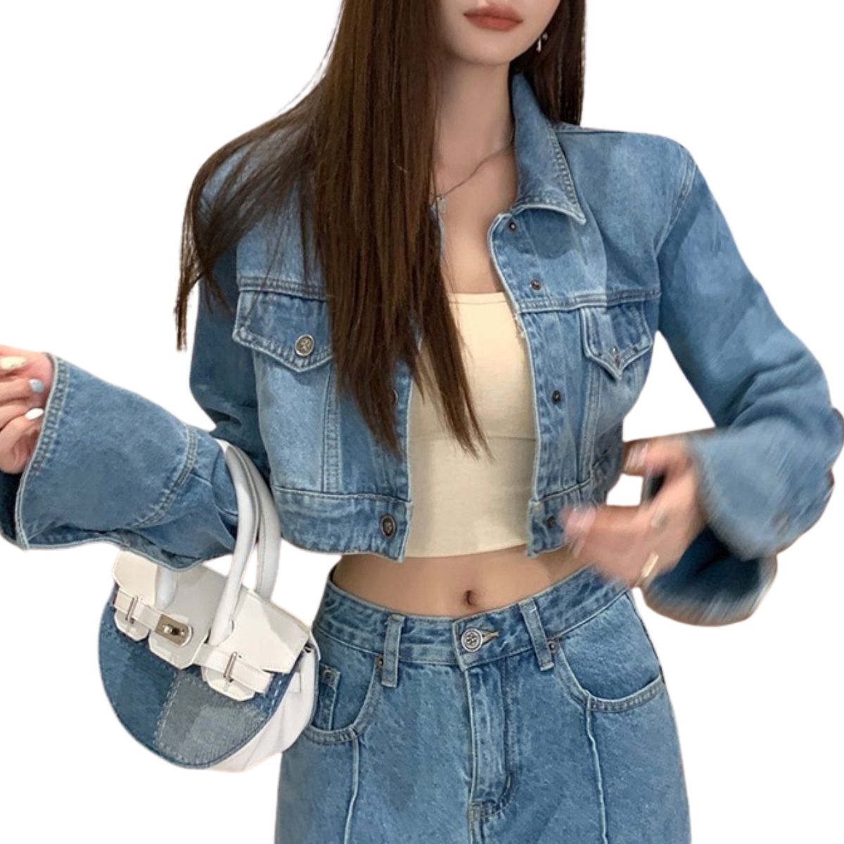 Vintage Washed Cropped Denim Jacket