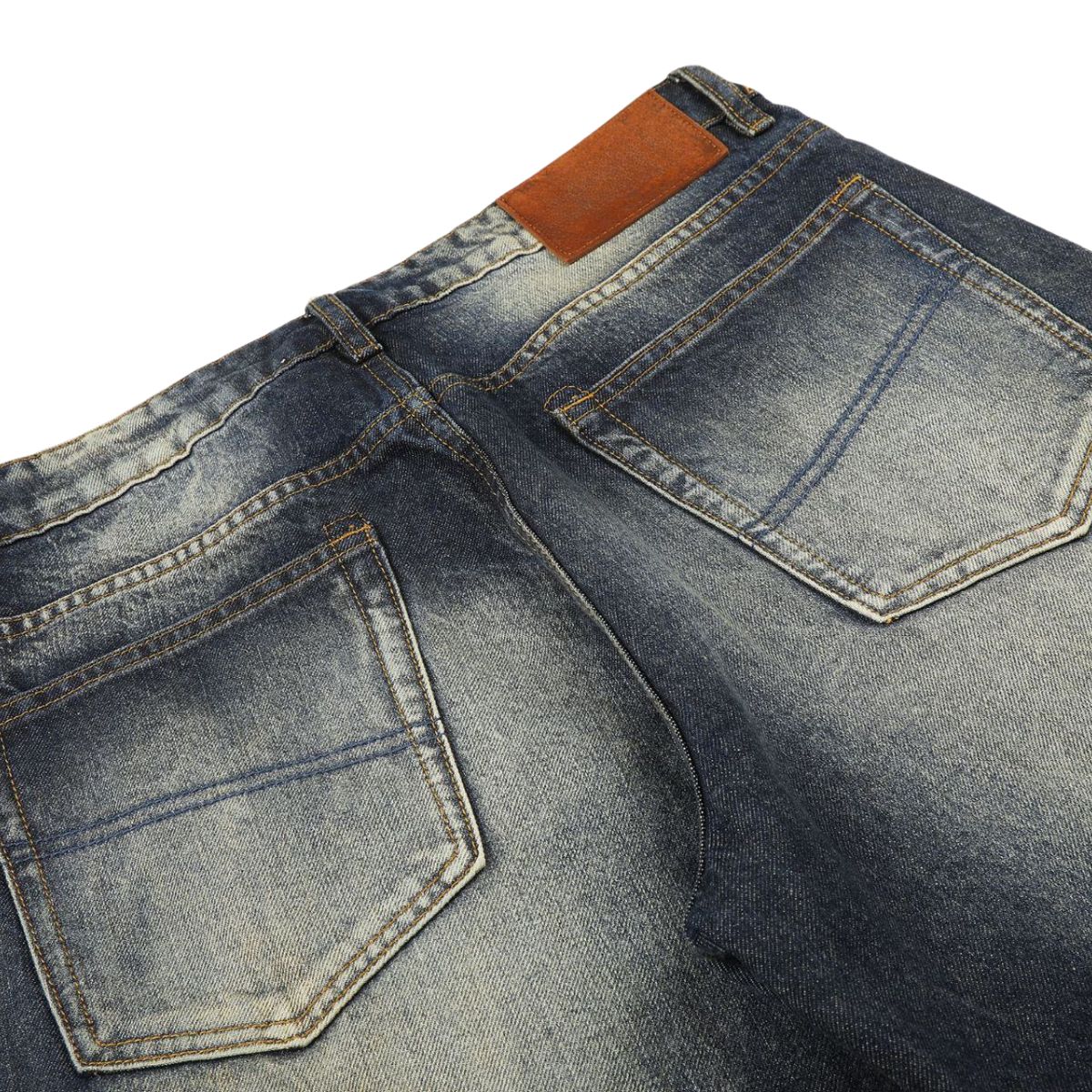 Washed Whiskering Micro Flare Vintage Denim Jeans