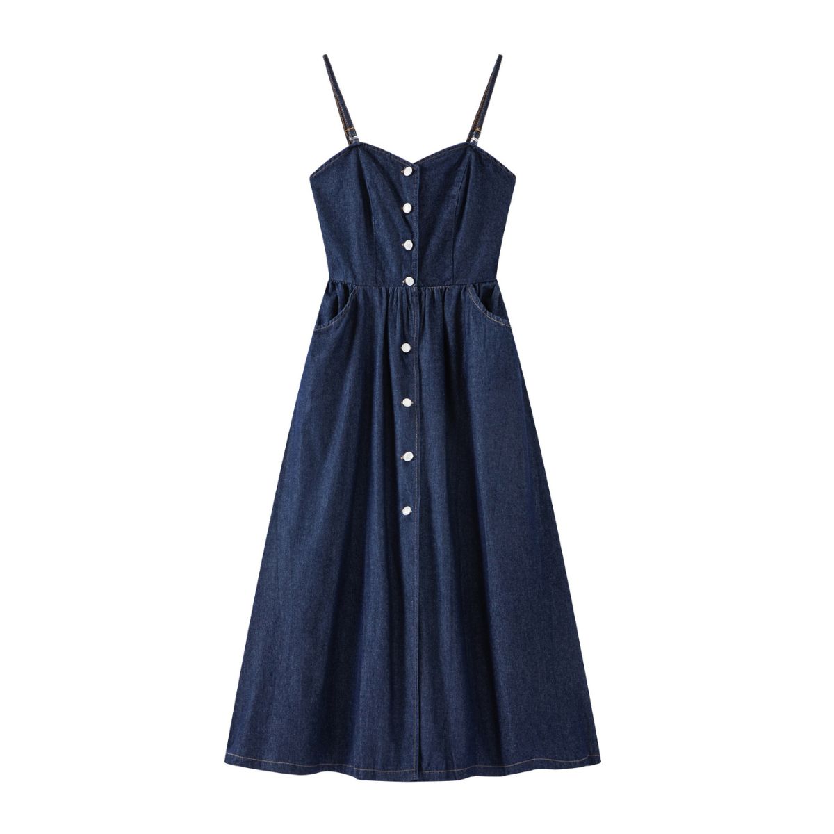 Falda vaquera con bordado de perlas y lavado vintage