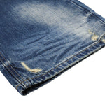 Washed Blue Distressed Micro Flare Vintage Denim Jeans