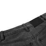 Men's Washed Distressed Denim Pants Wide Leg Patchwork Raw Edge Unique