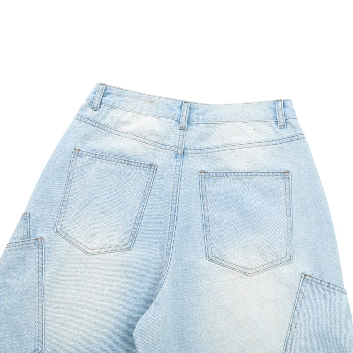 Faded Bleach Geometric-Pocket Baggy Jeans