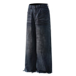 Fray Hem Vintage Wide-Leg Distressed Jeans