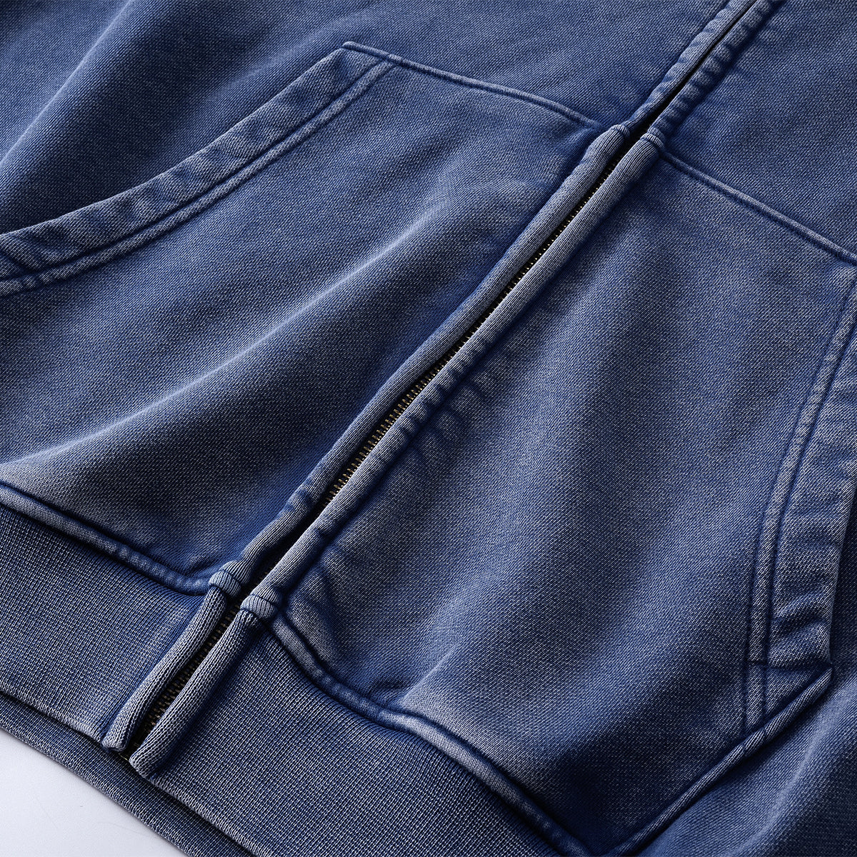 Double Yarn Vintage Washed Zippered Comfort Hoodie