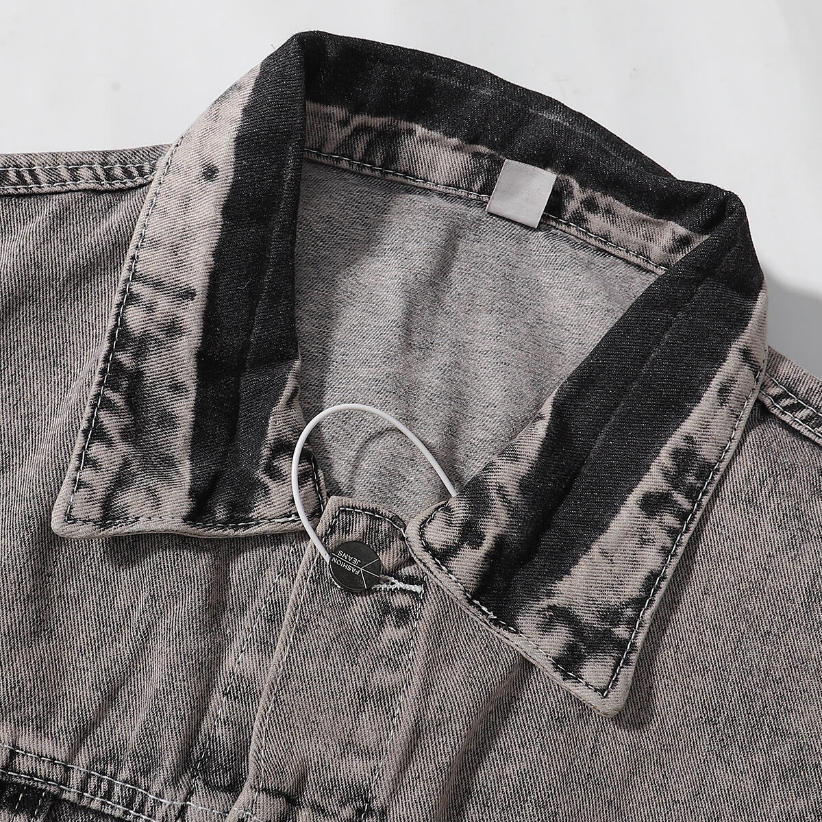 "BODY" Graphic Distressed Denim Jacket