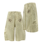 Vintage Washed Embroidery Bermuda Shorts