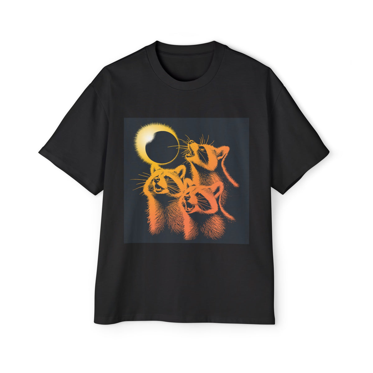 Raccoons Howl Total Solar Eclipse Graphic Tee-INNBLAC Fashion Apparel