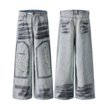 Spray-Painted Patchwork Distressed Baggy Jeans
