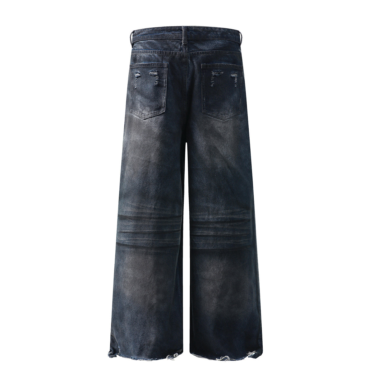 Fray Hem Vintage Wide-Leg Distressed Jeans