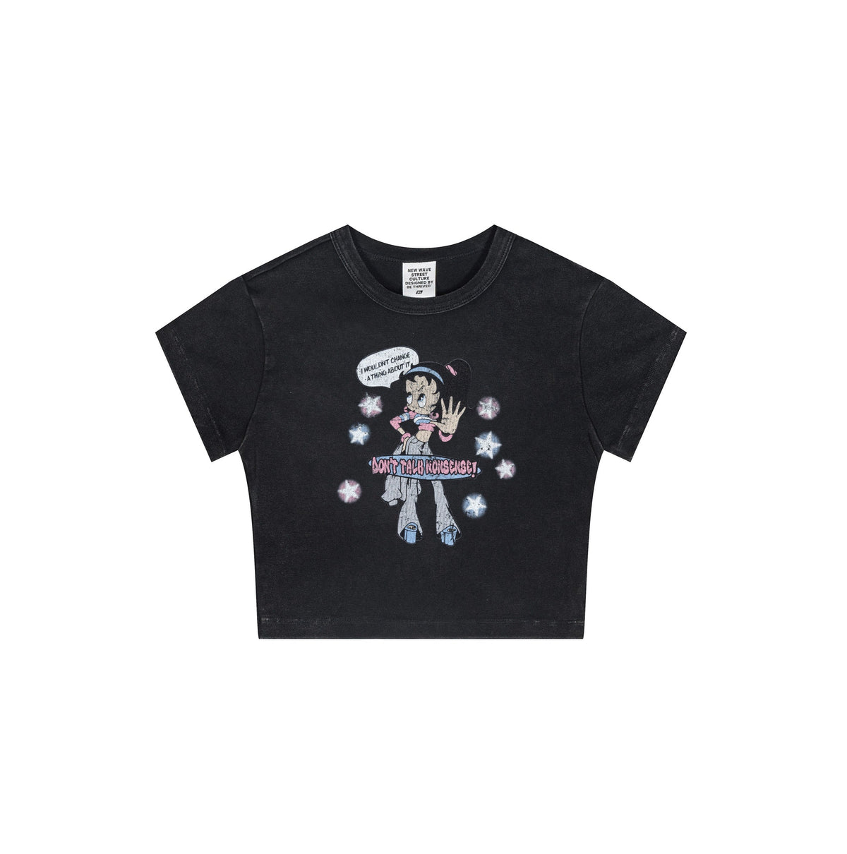 Cap Sleeves Graphic Crop Top-INNBLAC Fashion Apparel