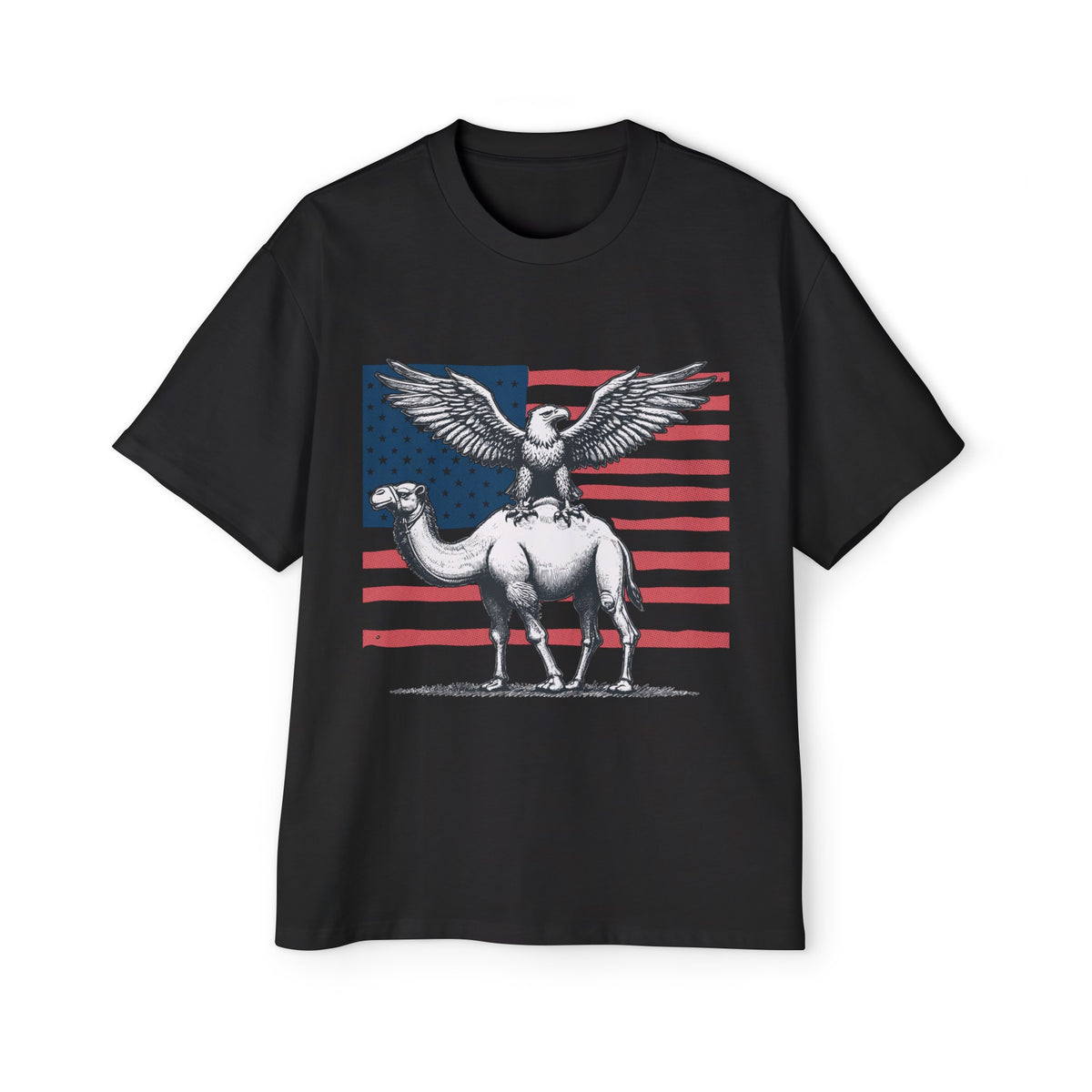 Camel And Eagle Retro Graphic Tee-INNBLAC Fashion Apparel