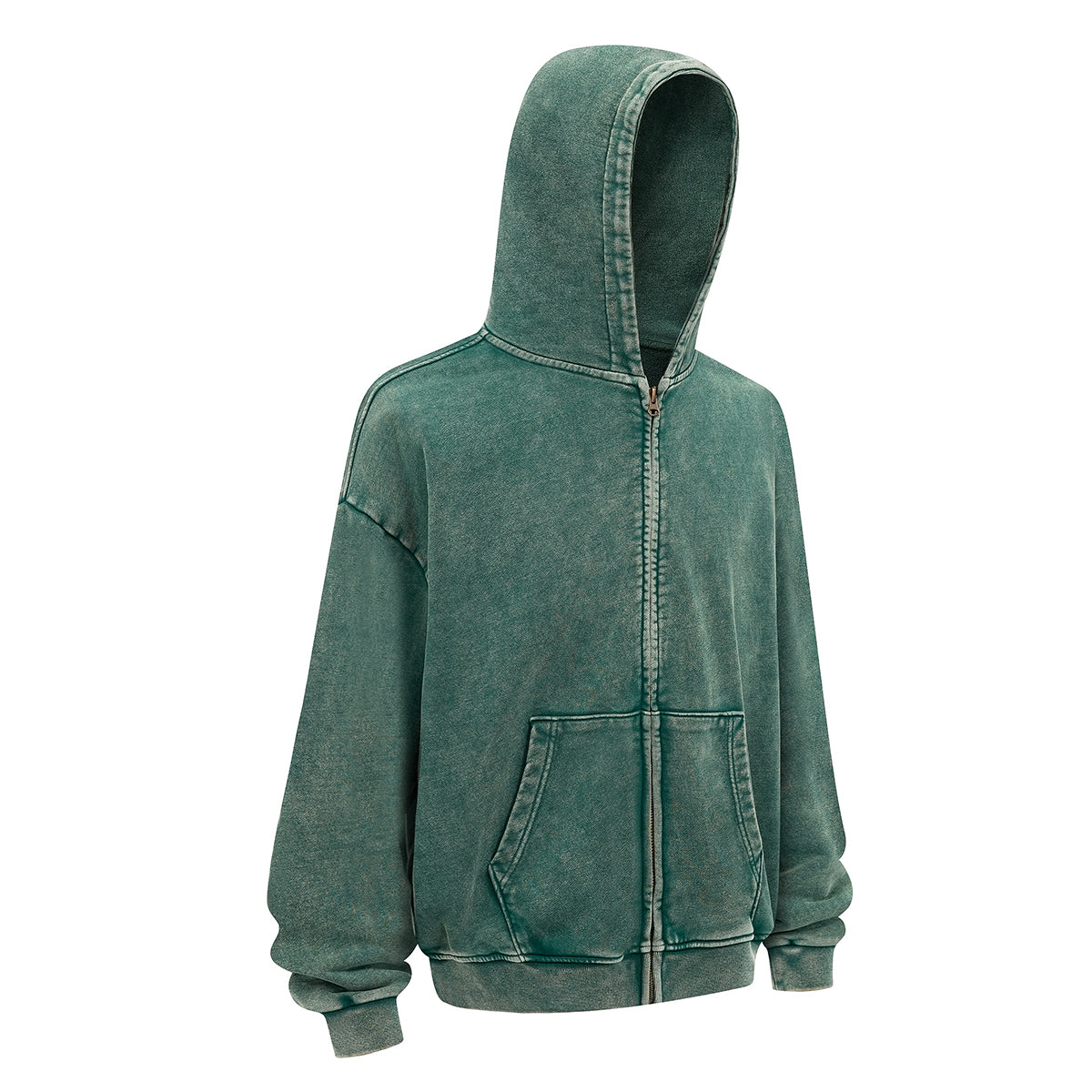 Double Yarn Vintage Washed Zippered Comfort Hoodie