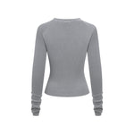 Crew-Neck Long Sleeve Ribbed Top