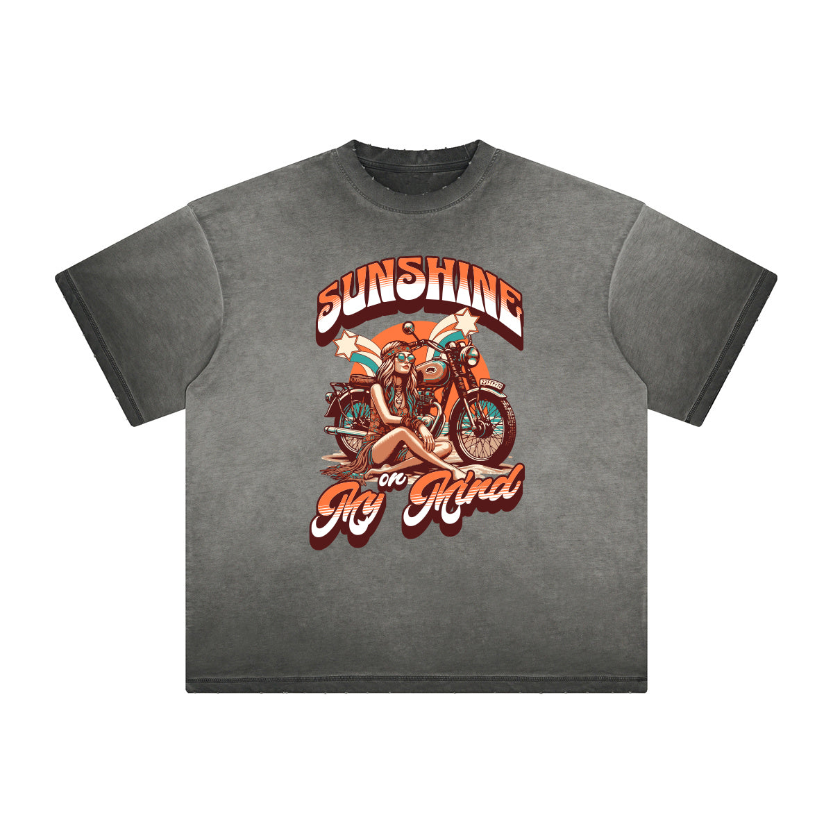 Camiseta con estampado de vacaciones de verano de peso pesado