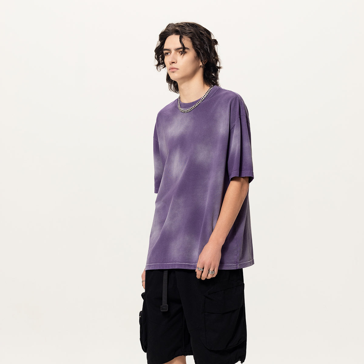 Camiseta holgada de algodón pintado de 8.4 oz