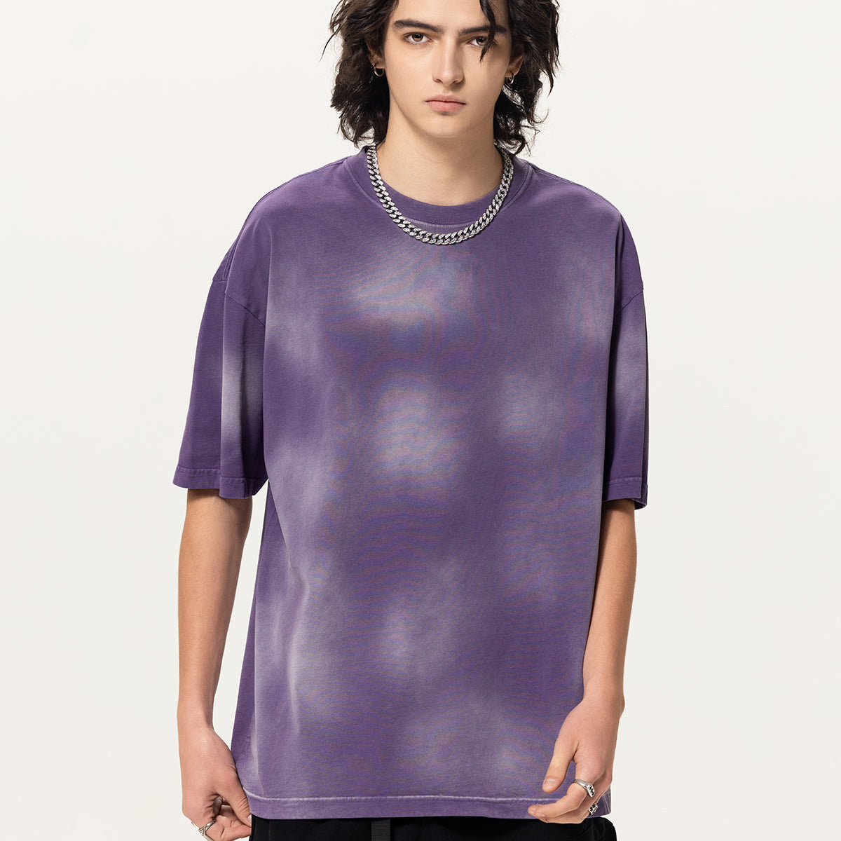 Camiseta holgada de algodón pintado de 8.4 oz