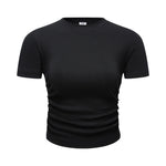 Pleated Waist Slim Crop Top-INNBLAC Fashion Apparel