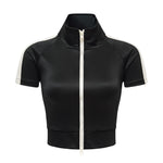 High Neck Zip Crop Top-INNBLAC Fashion Apparel