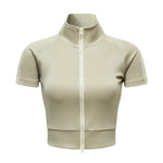 High Neck Zip Crop Top-INNBLAC Fashion Apparel