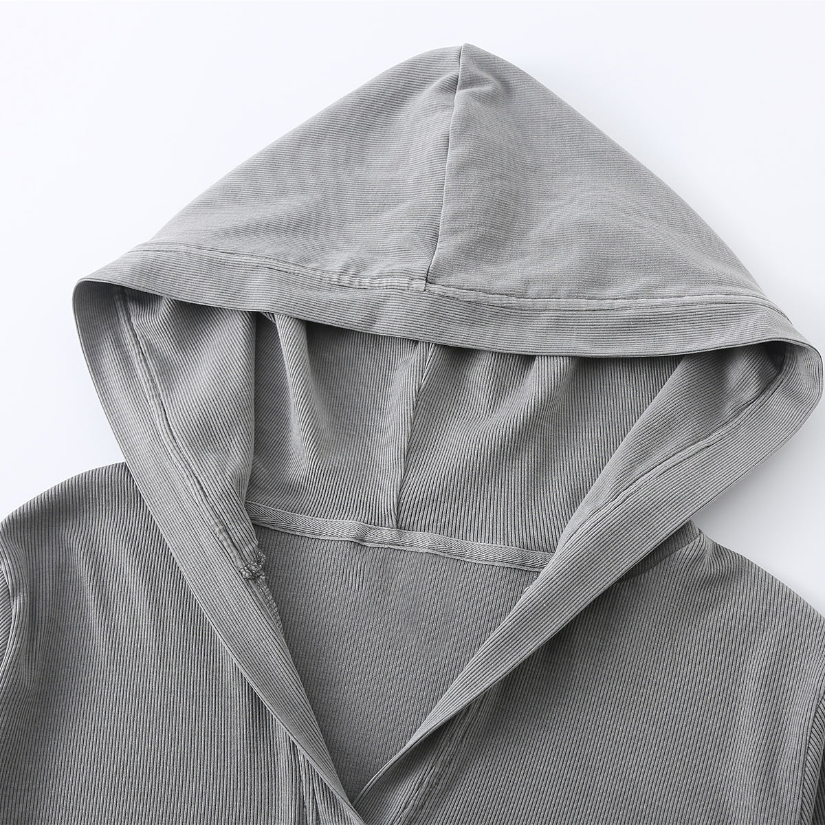 Ruched Fitted Long Sleeve Hoodie Top