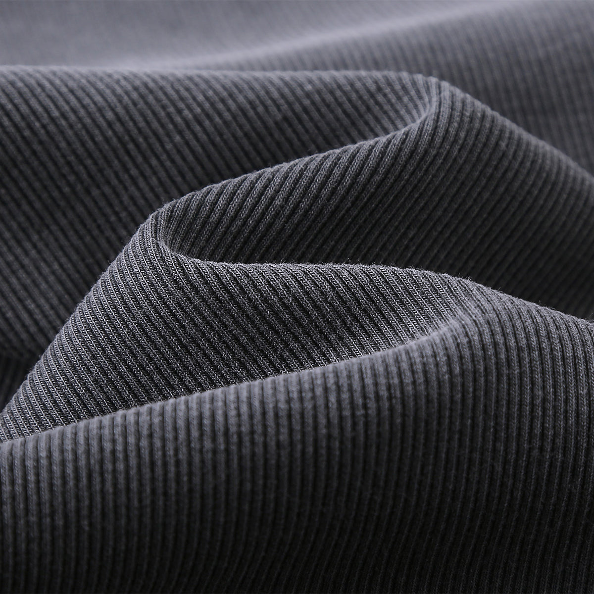 Asymmetric Neck Long Sleeve Ribbed Top