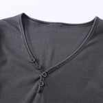 Long-Sleeve Ribbed Henley Top 8.25oz