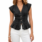 Women's Denim Pleated Top