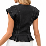 Women's Denim Pleated Top