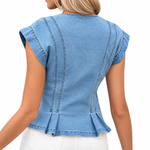 Women's Denim Pleated Top