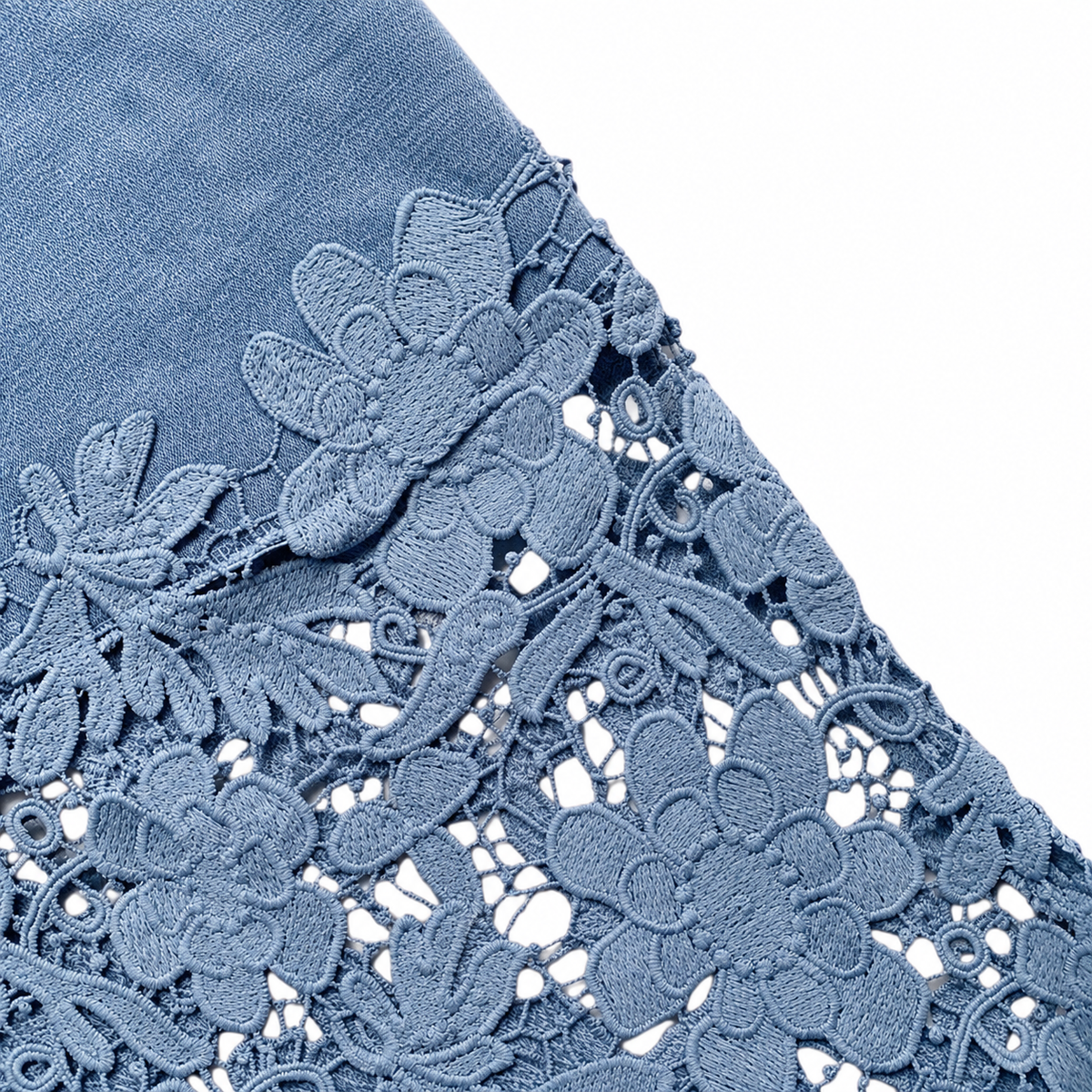 Women's Lace Spliced Denim Midi Skirt