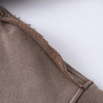 Front-Zip Raw Edge Ripped Hoodie