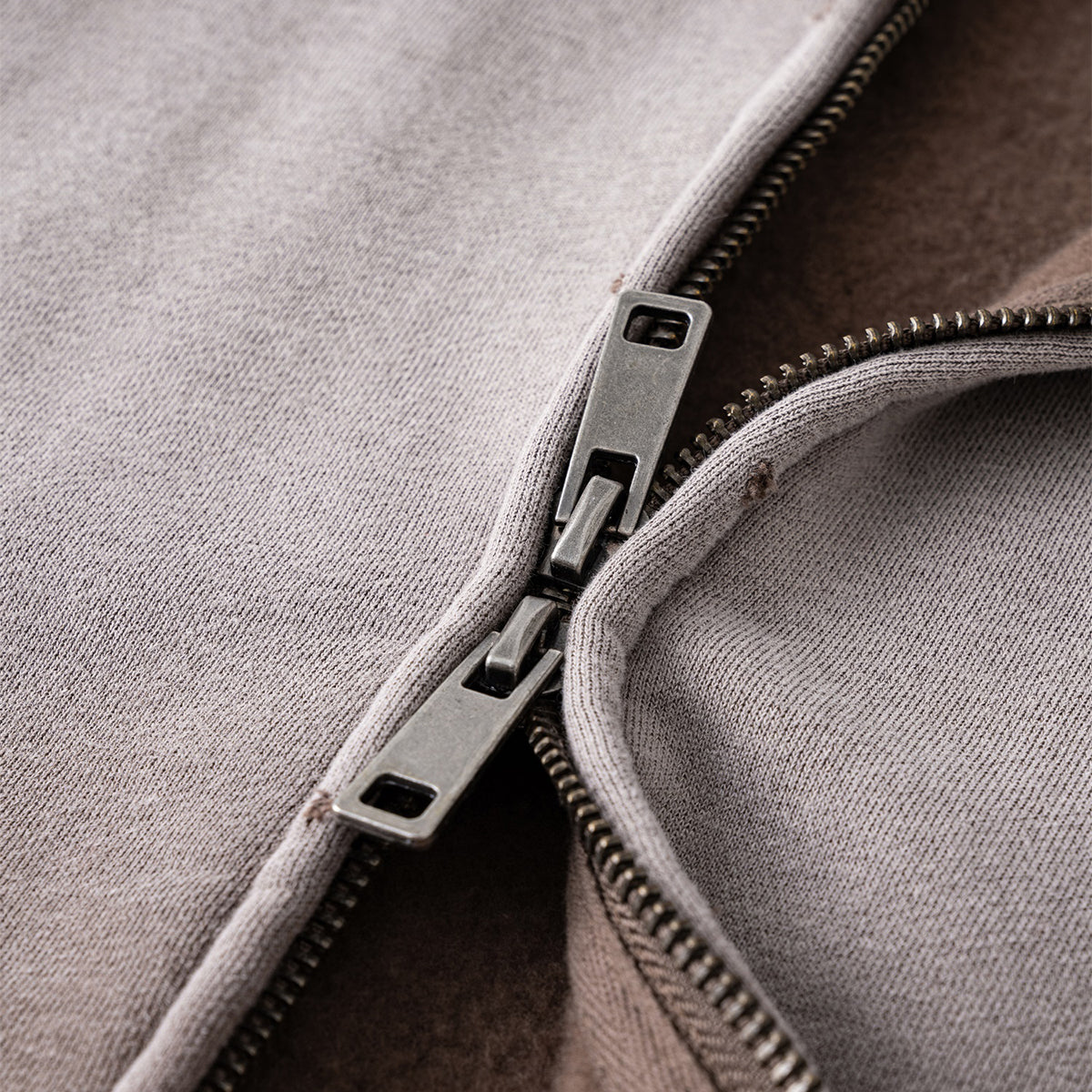 Front-Zip Raw Edge Ripped Hoodie
