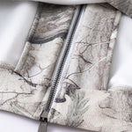 Double-Slider Zipper Branch Camouflage Fleece Hoodie